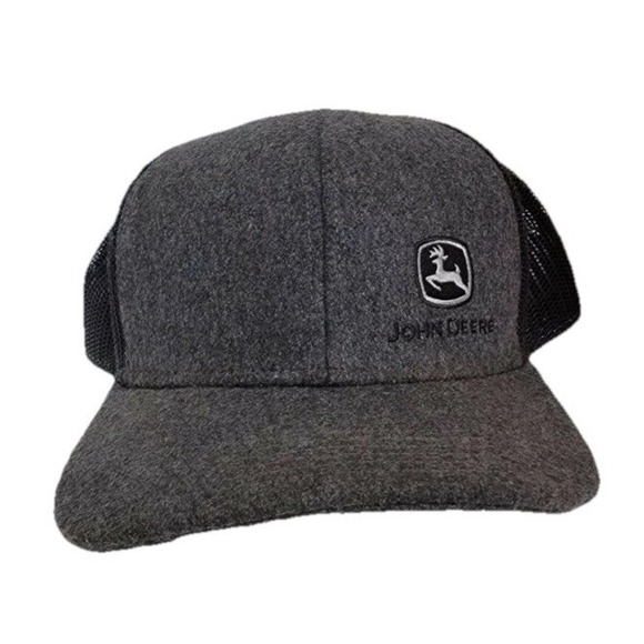 John Deere Other - Vintage John‎ Deere Mesh Snapback Trucker Hat Dark Gray and Black